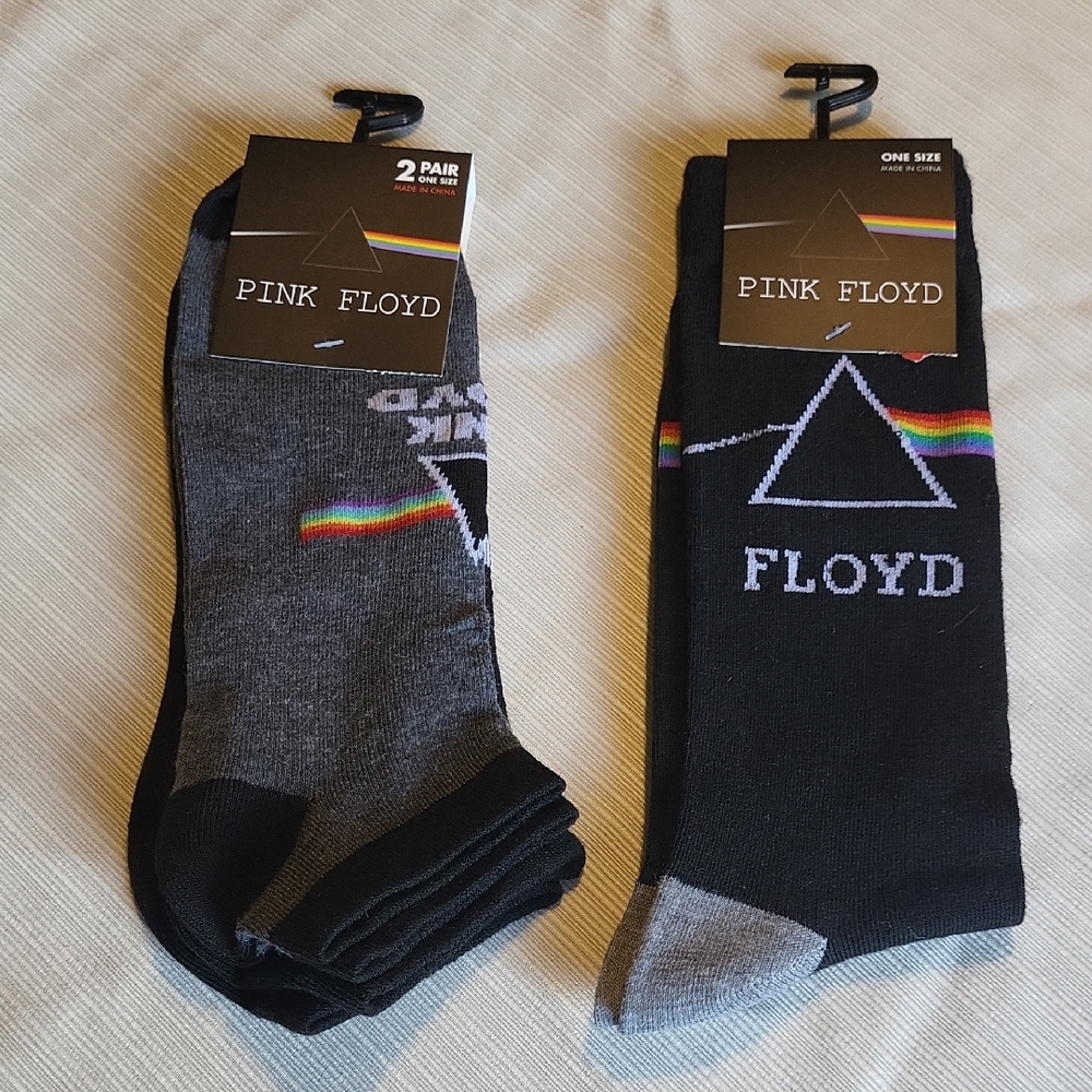 Pink Floyd Men's Black and Gray Socks -  3 Pairs-new With Tags